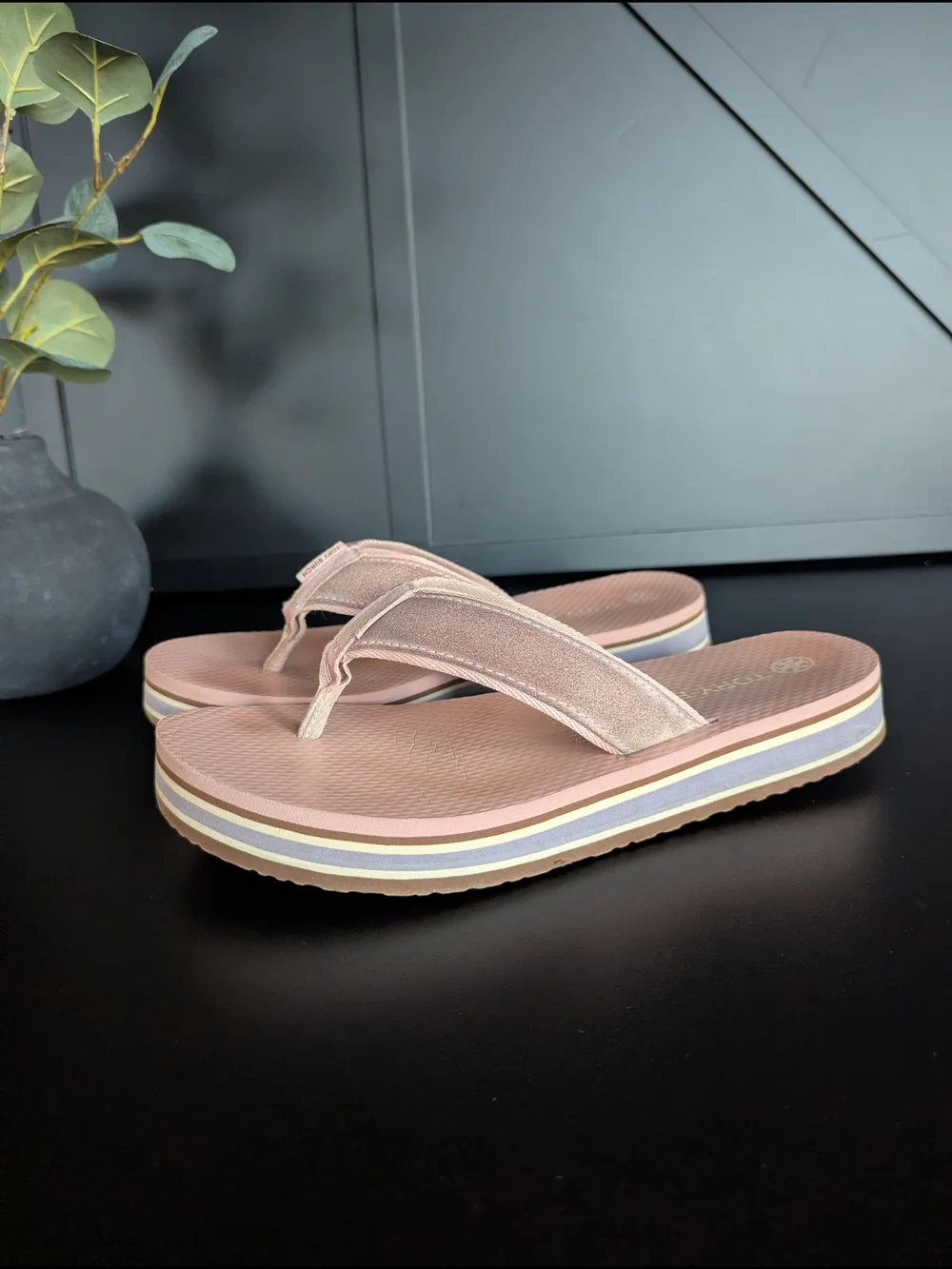 Tory Burch Blush Pink Platform Thong Sandals